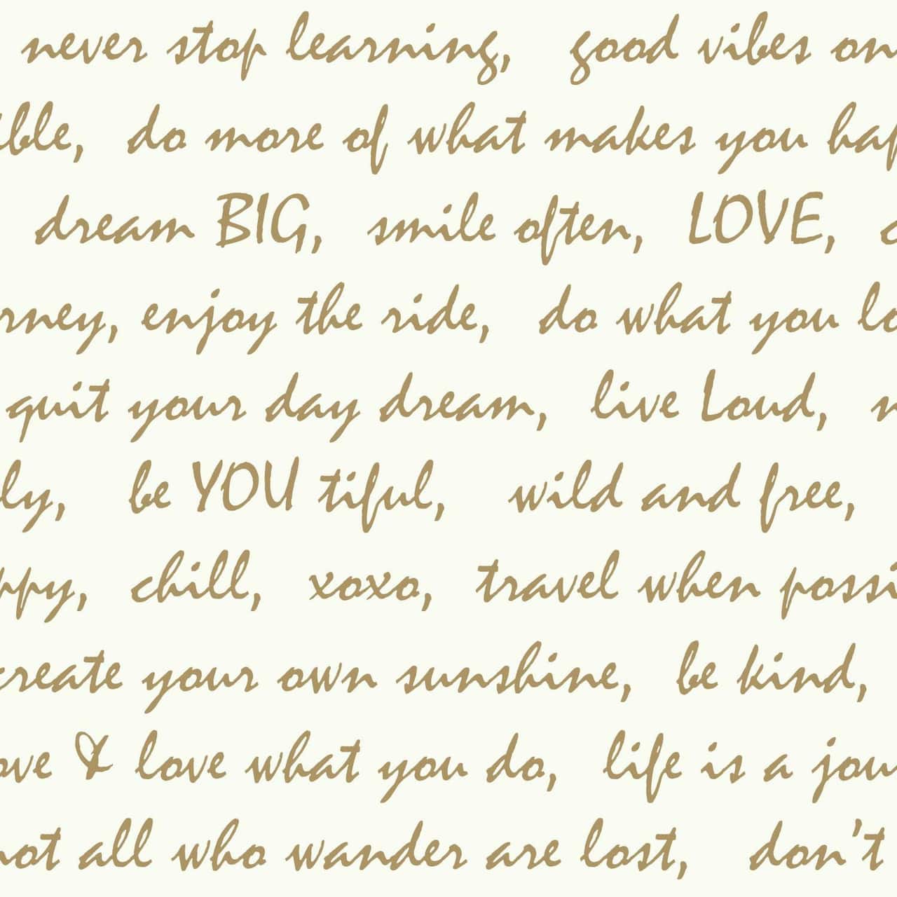 RoomMates Gold Dream Big Script Peel & Stick Wallpaper